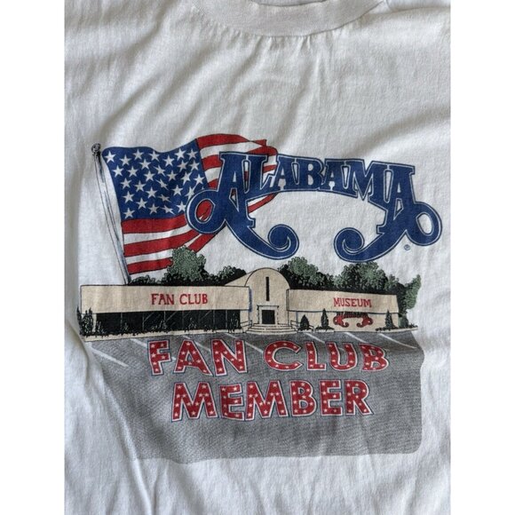 VINTAGE Alabama Fan Club Shirt Mens Small / Womens M White 90s Single Stitch Tee - Picture 2 of 10